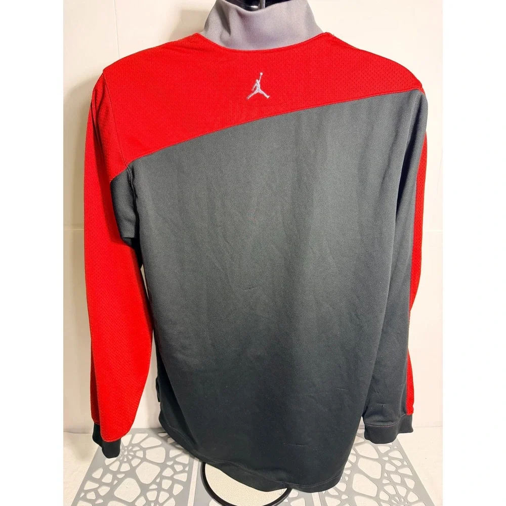 Jordan 1/4 Zip Pullover Mens Medium Gray Red Long Sleeve‎ Mock Neck Training Top